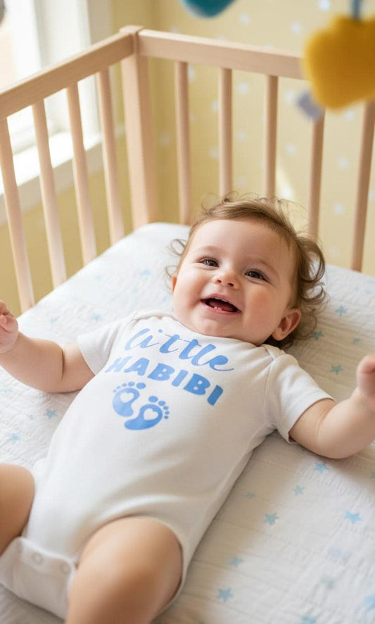 Little Habibi & Habibti Baby Bodysuit | Babyshower gift | Baby Announcement | cotton and vinyl print